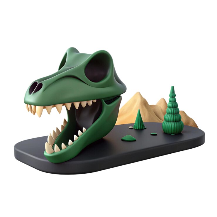 PSD un modello di dinosauro con una montagna sullo sfondo