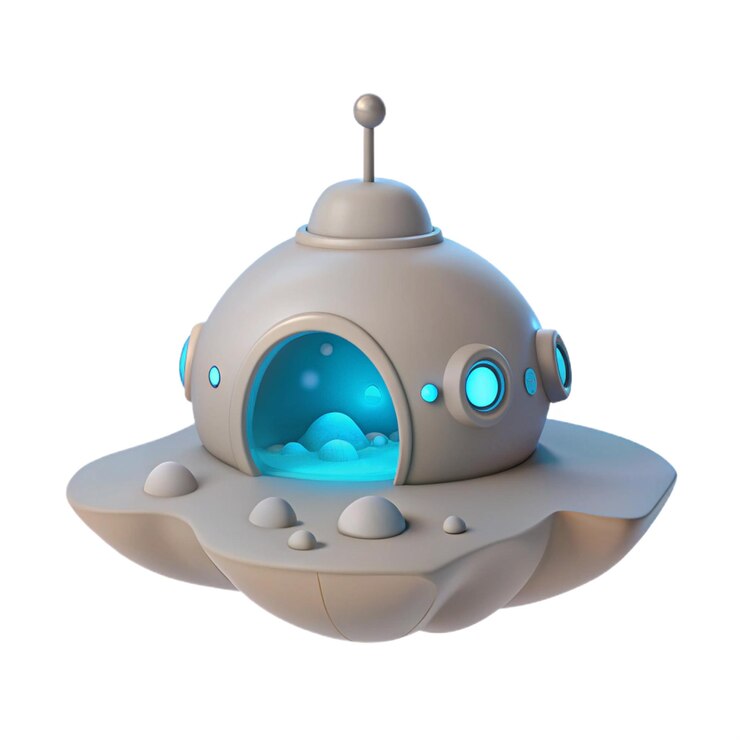 PSD un modello di navicella spaziale con una bolla blu su di essa