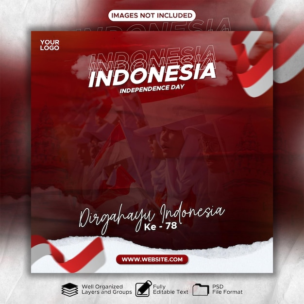 Un modello di progettazione di poster per il Giorno dell'Indipendenza dell'indonesia
