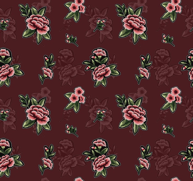 un modello senza cuciture di fiori e foglie con foglie e fiori