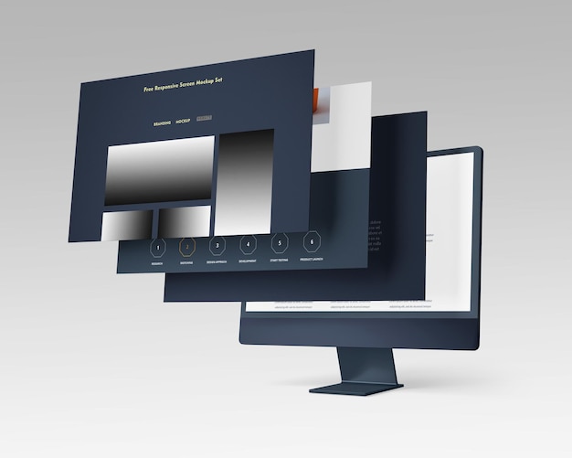 Un monitor di computer con la parola pagina web in alto mockup PSD