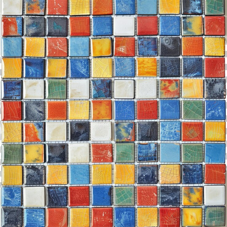 PSD un mosaico di piastrelle colorate con un disegno di diversi colori e forme