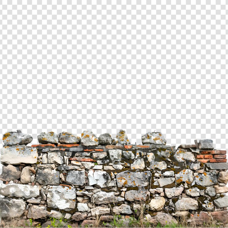 PSD un muro di pietra isolato su uno sfondo trasparente