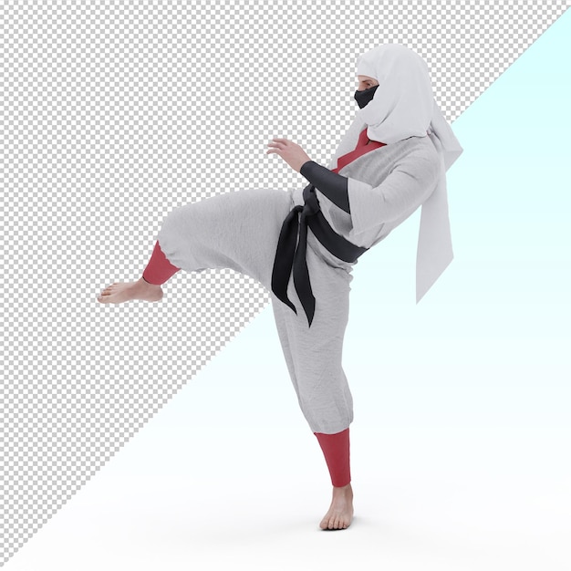 Un ninja prende a calci un nemico in testa