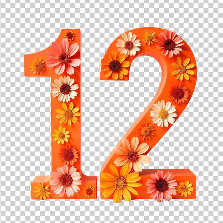PSD un numero 12 con un fiore sopra