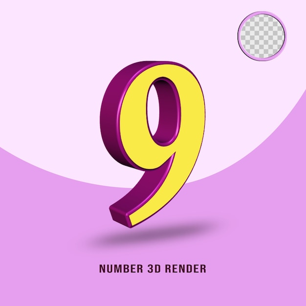 Un numero 9 viola e giallo con uno sfondo viola