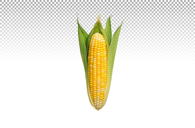 Un orecchio di mais giallo e bianco con una buccia verde