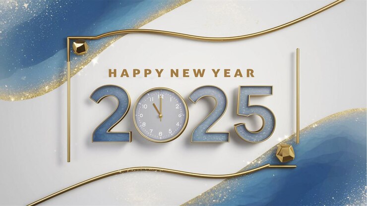 Un orologio che dice felice anno nuovo su di esso