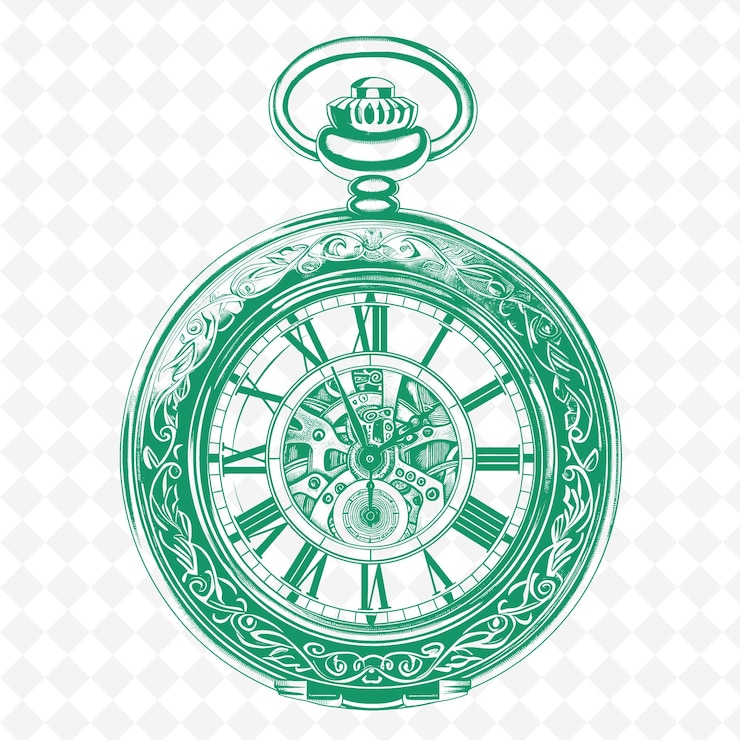 PSD un orologio da tasca verde con uno sfondo verde