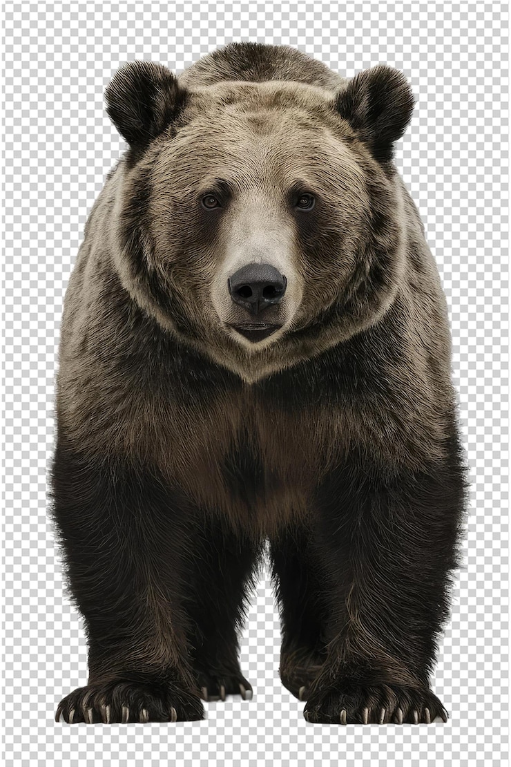 PSD un orso marrone con il naso e le orecchie nere