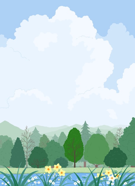 Un paesaggio con alberi e un paesaggio di montagna