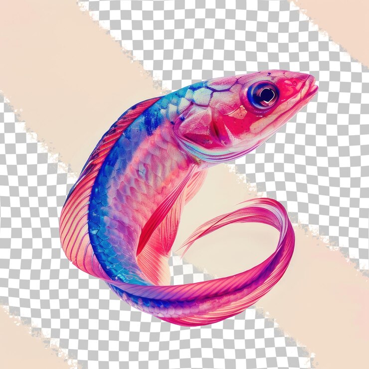 PSD un pesce che ha una coda viola e rosa