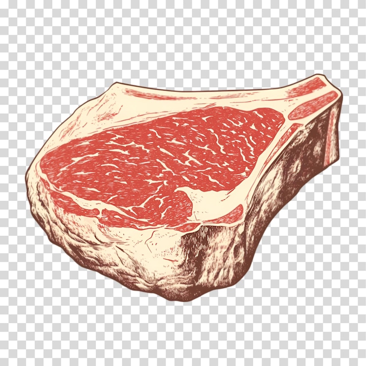 PSD un pezzo di carne isolato su uno sfondo trasparente png tagliato
