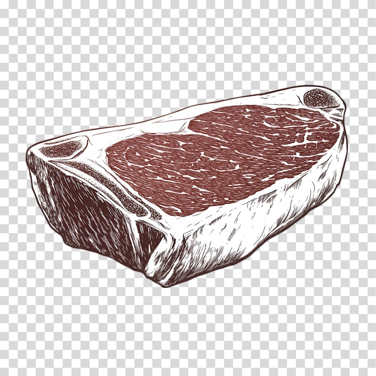 PSD un pezzo di carne isolato su uno sfondo trasparente png tagliato