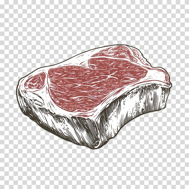PSD un pezzo di carne isolato su uno sfondo trasparente png tagliato