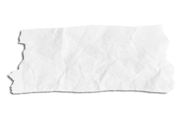 Un pezzo di carta bianca arrugginita su uno sfondo vuoto.