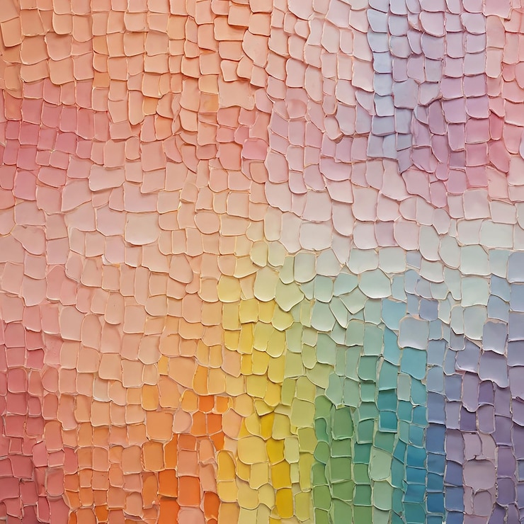 PSD un pezzo di carta color arcobaleno è mostrato in questo collage