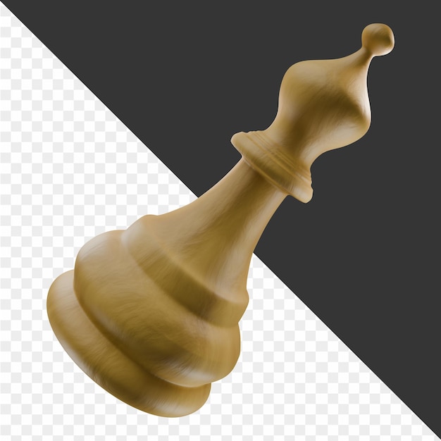 un pezzo di scacchi in legno con un guscio d'oro su di esso