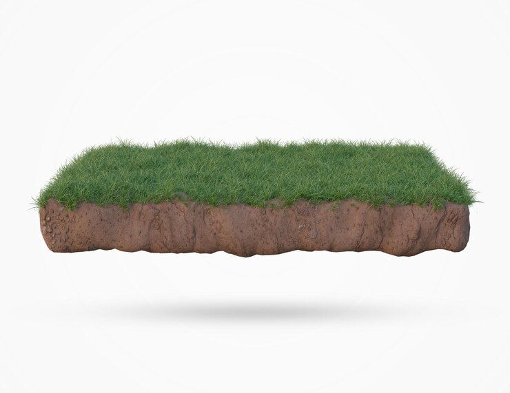 PSD un pezzo di terra con sopra un prato verde.