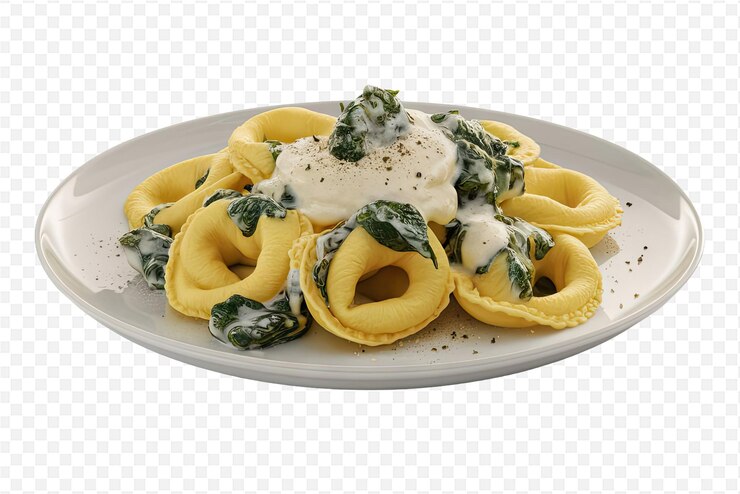 PSD un piatto di pasta con formaggio e spinaci