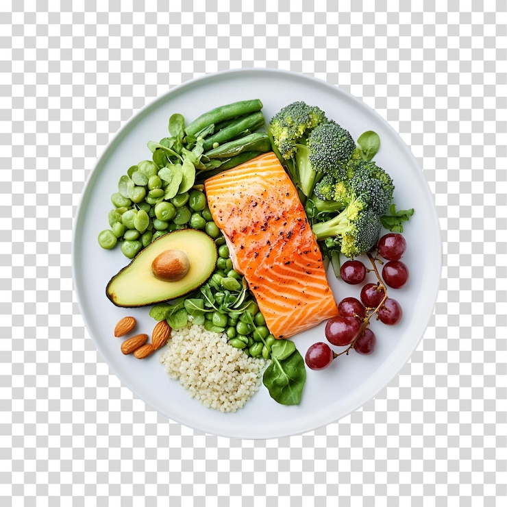 PSD un piatto di pesce salmone isolato su uno sfondo trasparente png