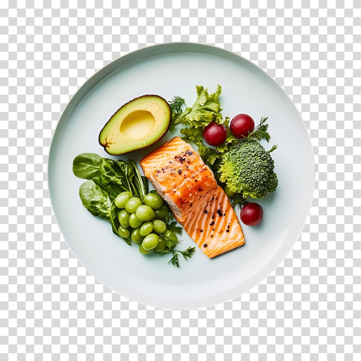 PSD un piatto di pesce salmone isolato su uno sfondo trasparente png