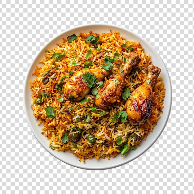 un piatto di riso con riso e un pollo sopra