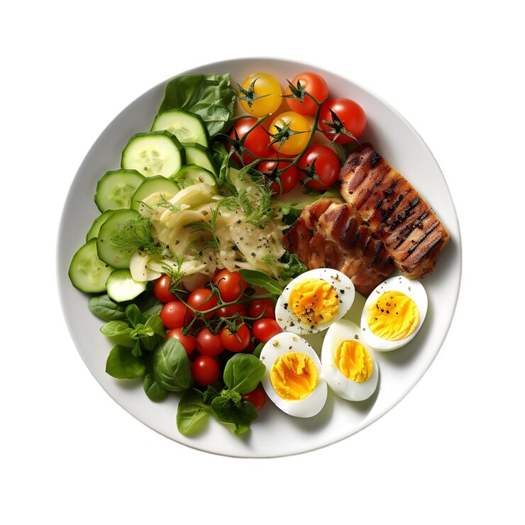 PSD un piatto di verdure colorato e nutriente con ingredienti freschi e salsa da tuffare
