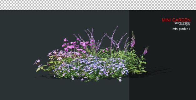 Un piccolo giardino con molti fiori e piante