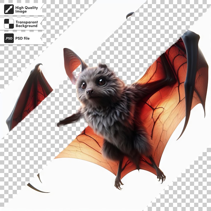 PSD un pipistrello con una pipistrella sulla schiena e la parola pipistrello sulla parte anteriore