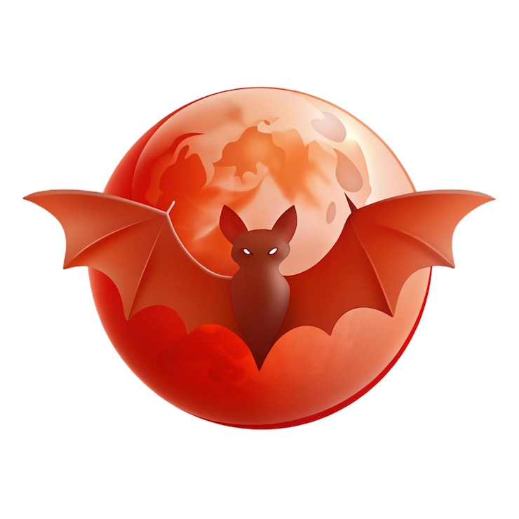 PSD un pipistrello rosso con uno sfondo rosso e una nuvola rossa al centro