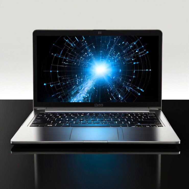 PSD un portatile con uno schermo blu che dice " macbook quote " sullo schermo