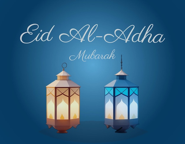 Un poster dell'Eid al-Adha con uno sfondo blu