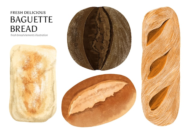 un poster dell'illustrazione del pane baguette