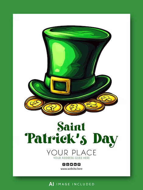 Un poster per il giorno di San Patrizio con un cappello verde