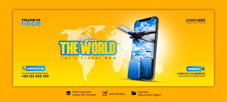 PSD un poster per il mondo il mondo in blu