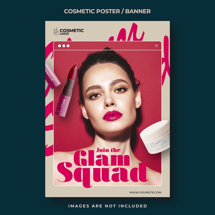 PSD un poster per il trucco pubblicizza il prodotto di una donna