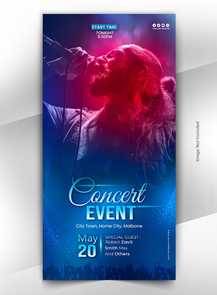 PSD un poster per l'evento del concerto all'evento 2009