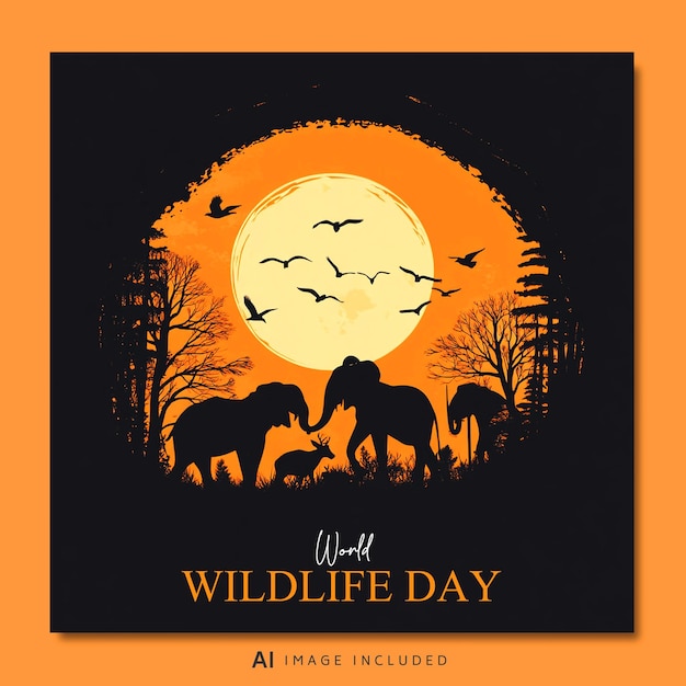 Un poster per la fauna selvatica che dice Giornata degli animali selvatici
