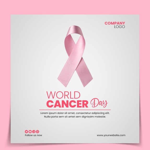 un poster per la Giornata Mondiale del Cancro con un nastro rosa