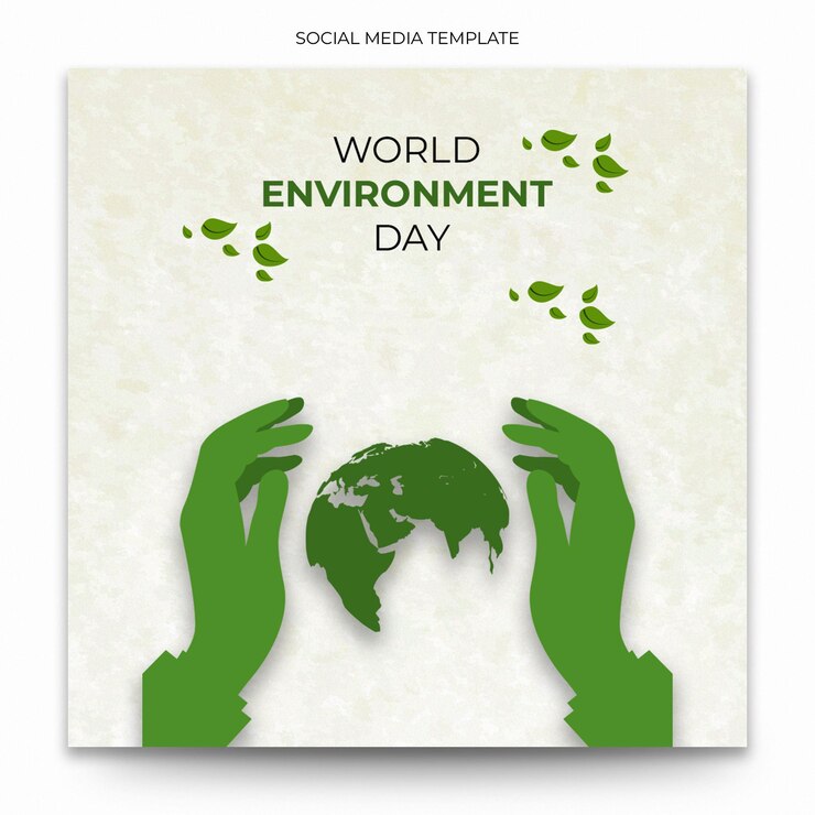 Un poster per la giornata mondiale dell'ambiente con foglie verdi.