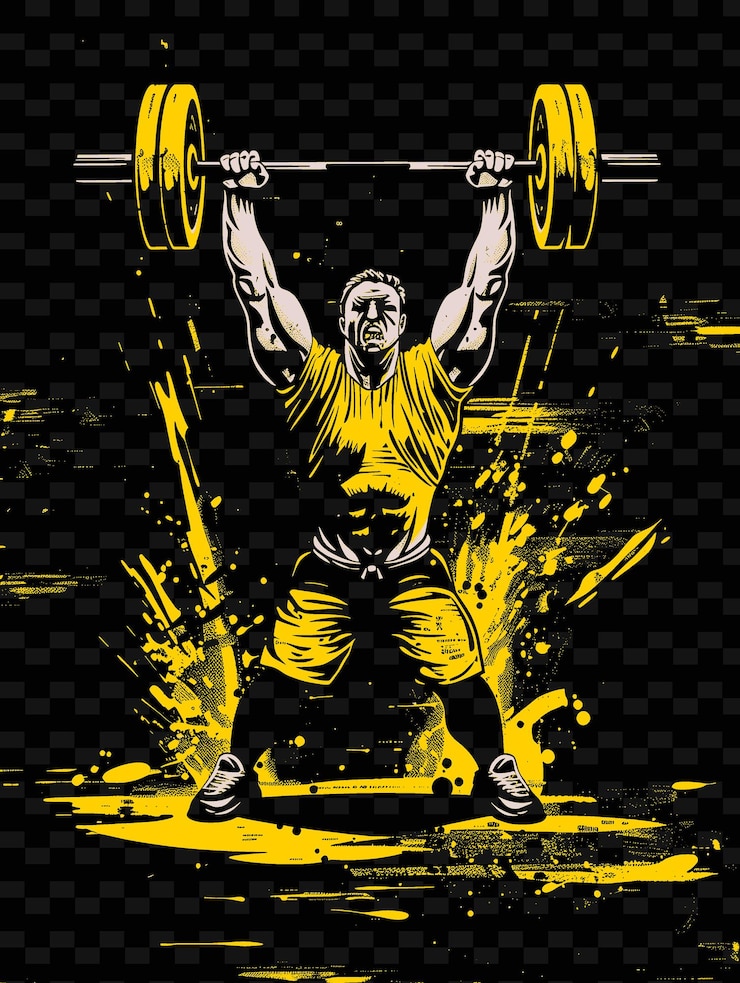 PSD un poster per un uomo che solleva un barbell con le parole muscolo su di esso