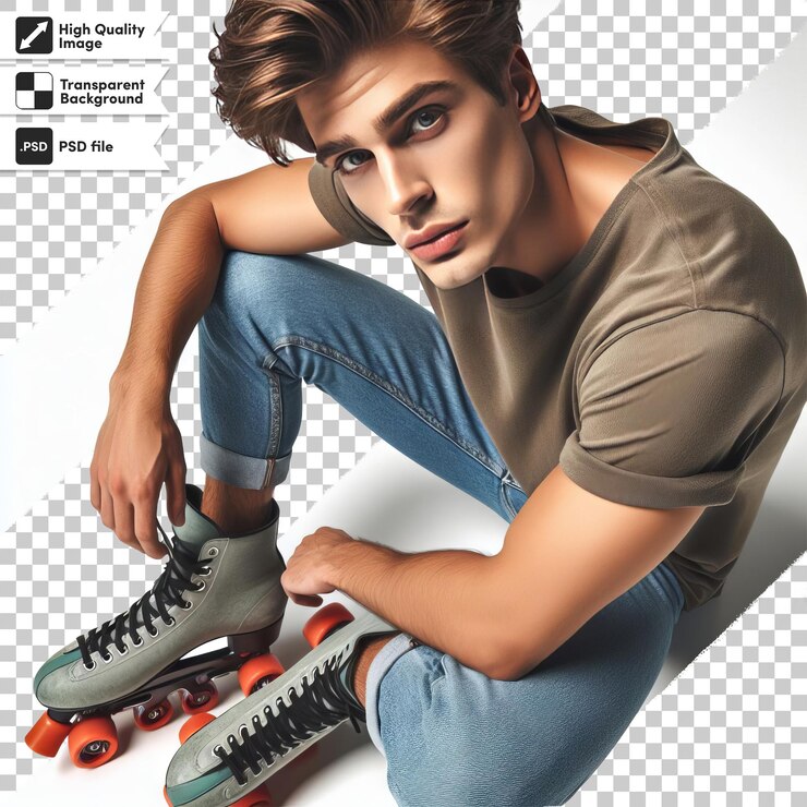PSD un poster per un uomo con una foto di un uomo su uno skateboard