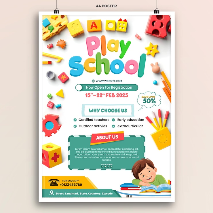 un poster per un volantino di ammissione alla scuola di recitazione