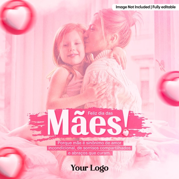 un poster per una donna e sua figlia modello di giornata delle madri instagram