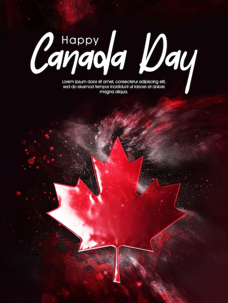 Un poster per una giornata in Canada con sopra una foglia d'acero