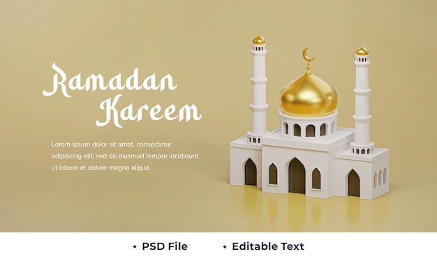 Un poster per una moschea con un design dorato e il testo "ramadan kareem"