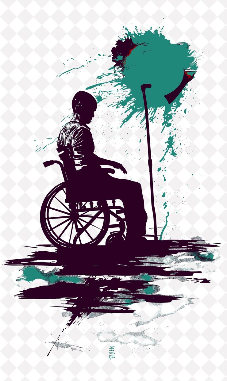 PSD un poster per una persona disabile con una spada e una bandiera