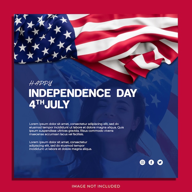 Un poster rosso e blu con su scritto "Independence Day".