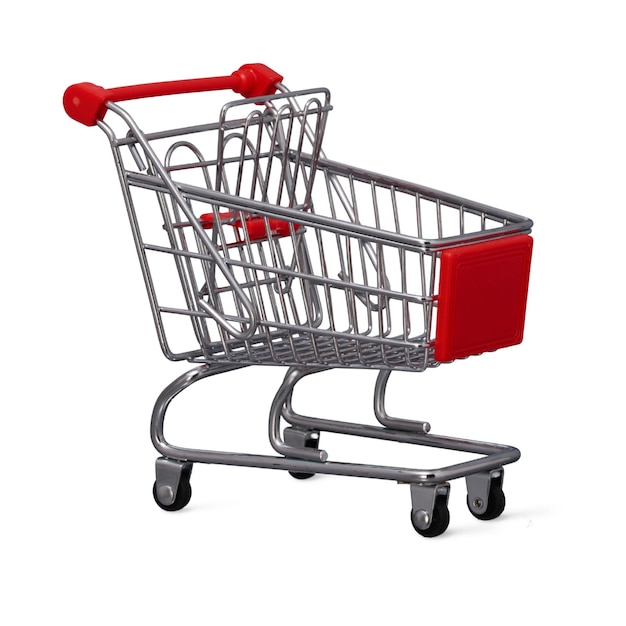 Un primo piano del carrello d'acquisto isolato